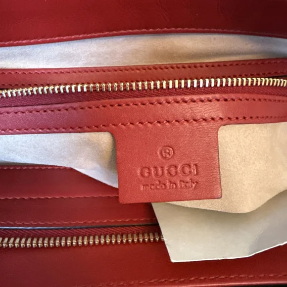 Gucci Guccissima Signature Apollo Red Leather Logo Bag Monogram Leather New - Picture 10 of 12